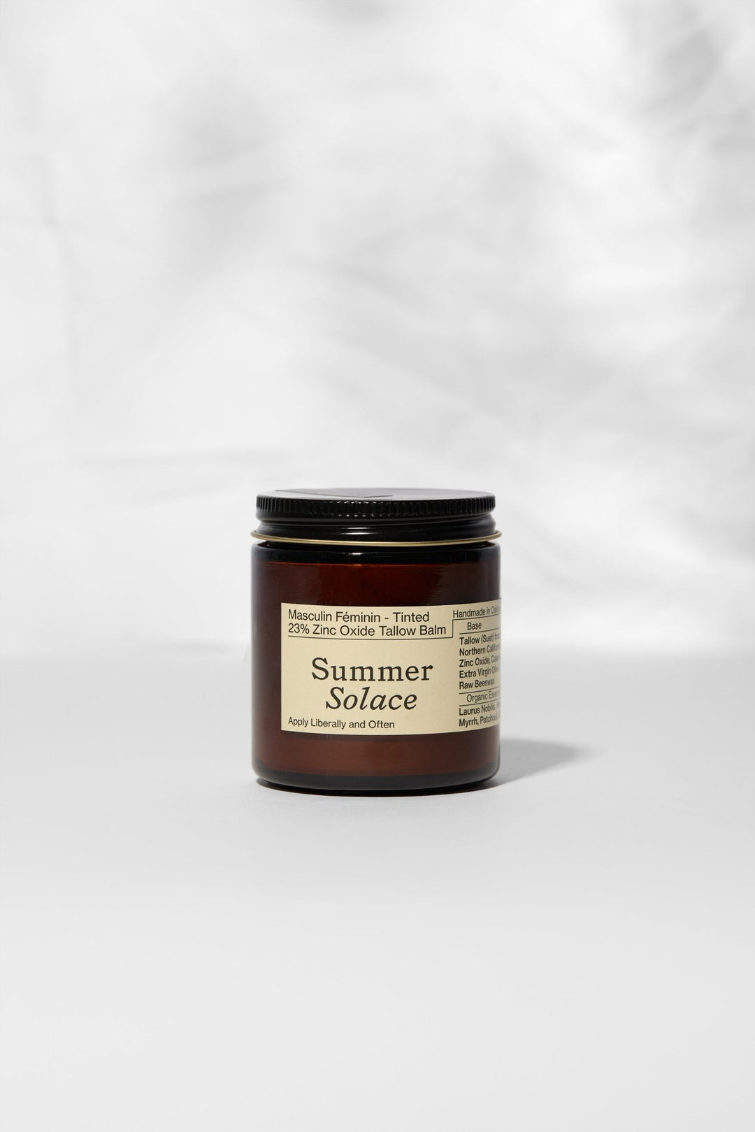 Summer Solace Tallow - 23% Non - Nano Zinc Tinted Tallow Balm | Scented - SPF