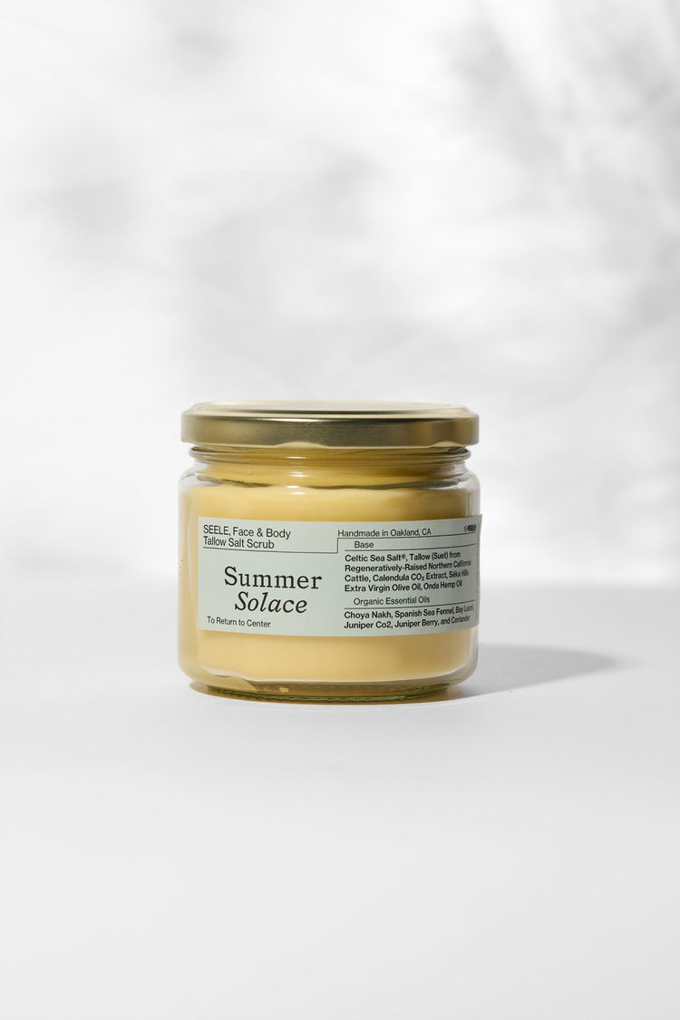 Summer Solace Tallow - Family Size Scented Tallow Balm – 11.5 oz Clear Glass Jar - Tallow Balm