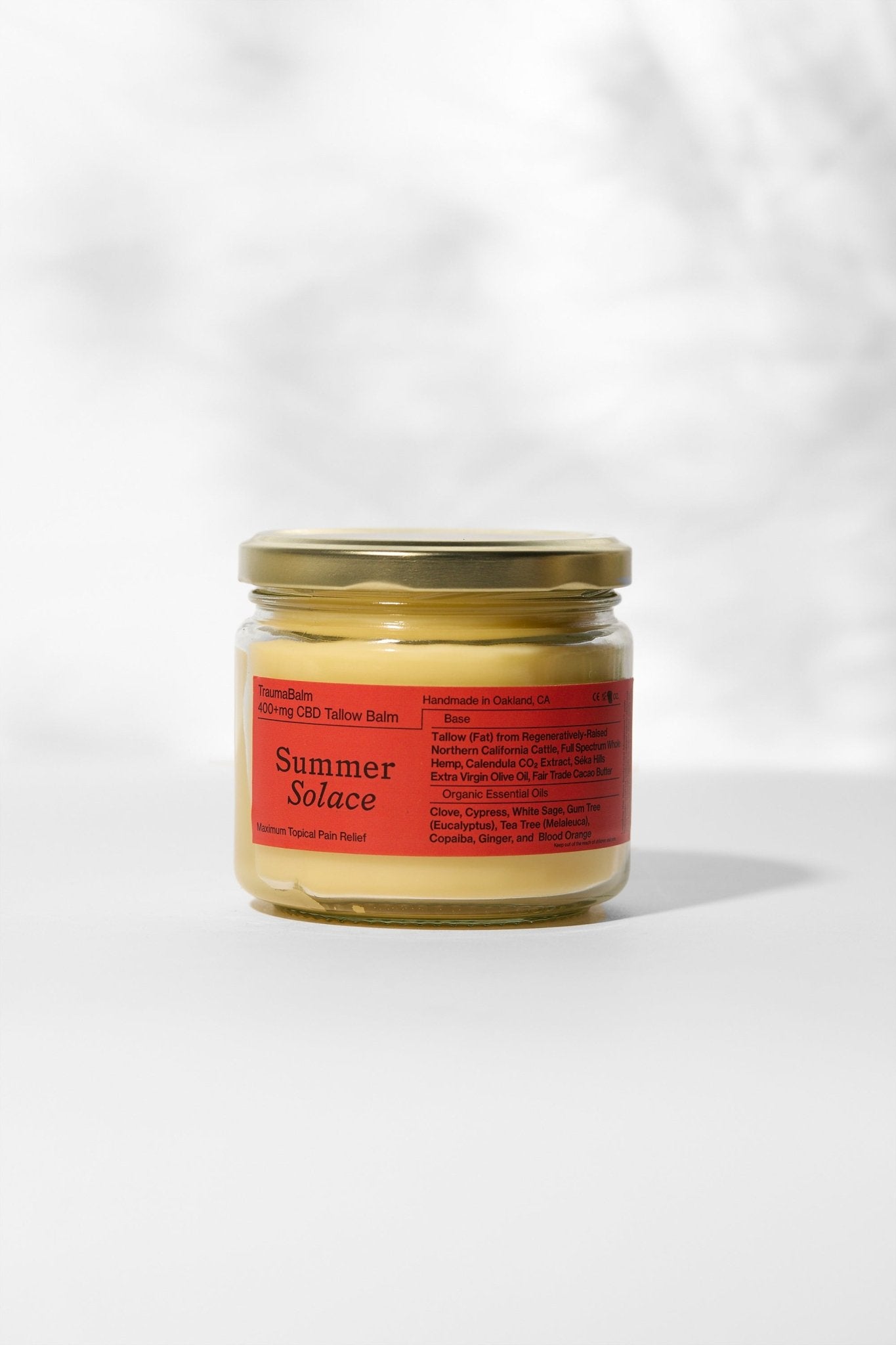 Summer Solace Tallow - Family Size Scented Tallow Balm – 11.5 oz Clear Glass Jar - Tallow Balm