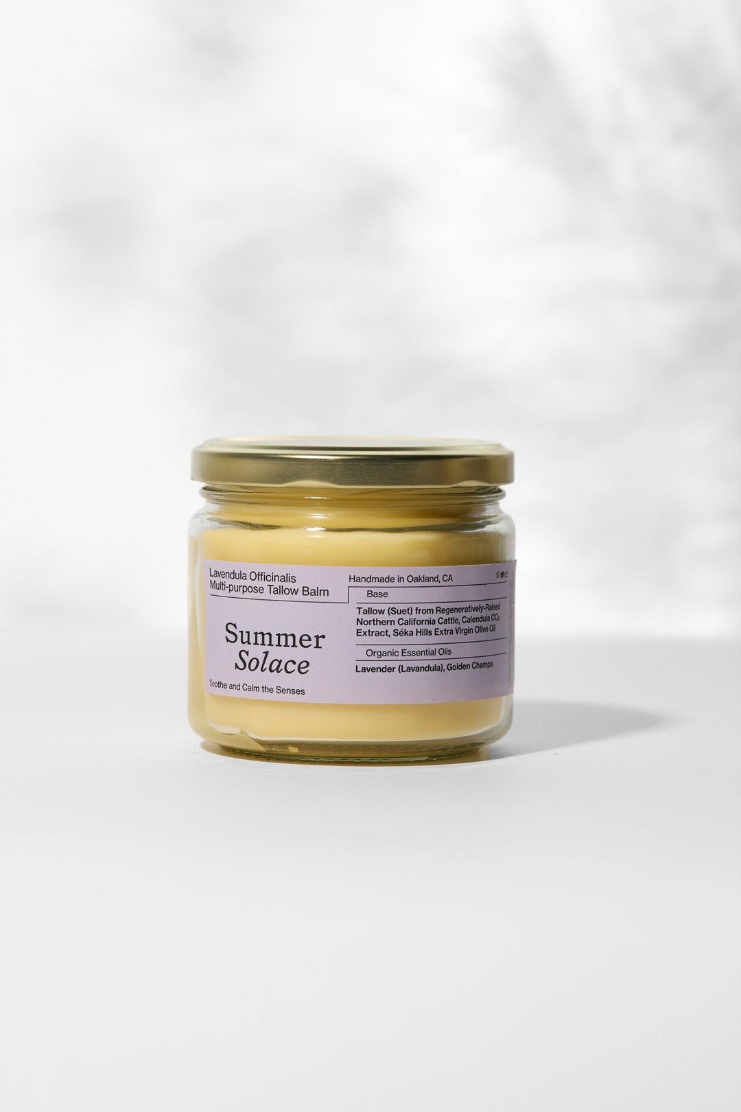 Summer Solace Tallow - Family Size Scented Tallow Balm – 11.5 oz Clear Glass Jar - Tallow Balm