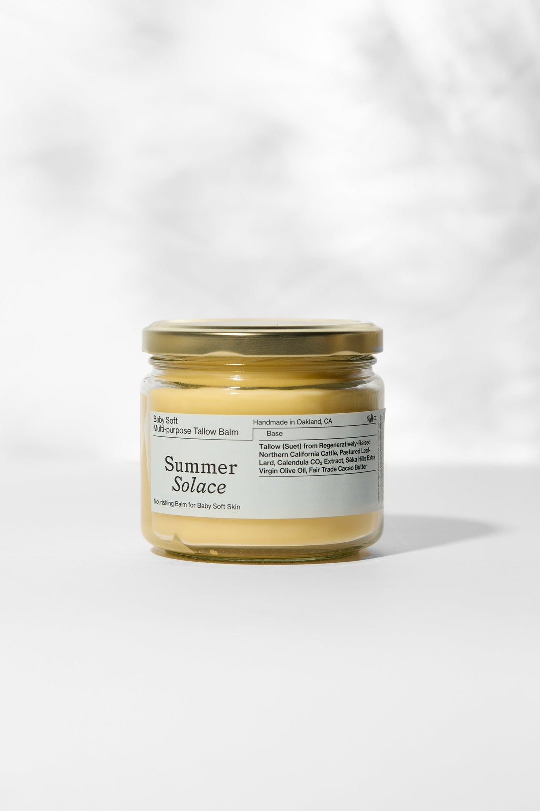 Summer Solace Tallow - Family Size Scented Tallow Balm – 11.5 oz Clear Glass Jar - Tallow Balm