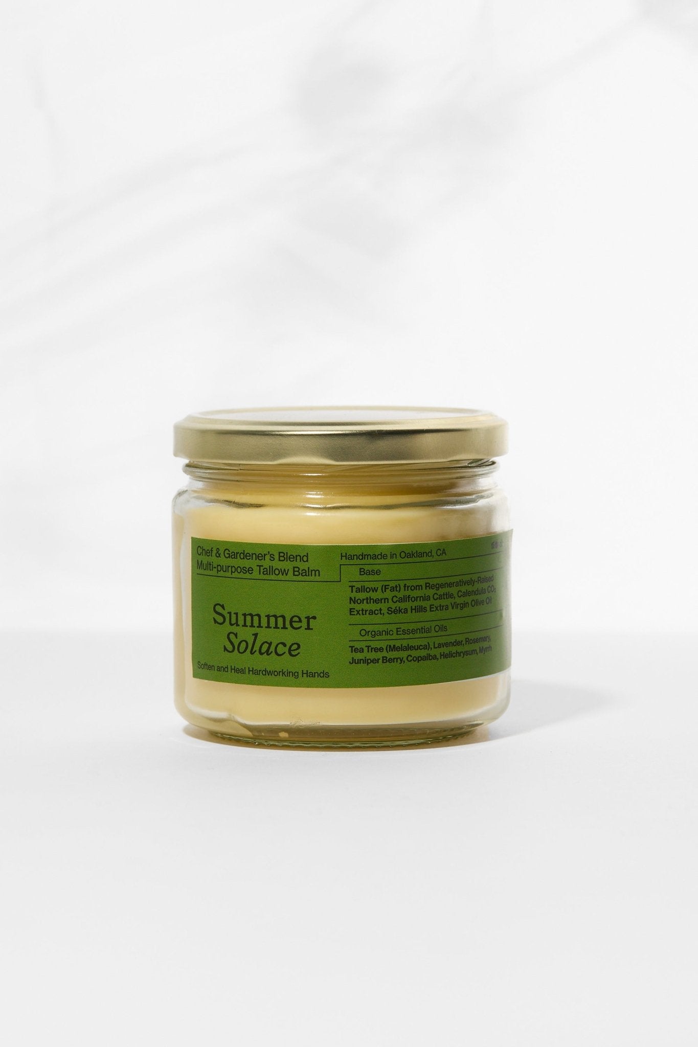 Summer Solace Tallow - Family Size Scented Tallow Balm – 11.5 oz Clear Glass Jar - Tallow Balm