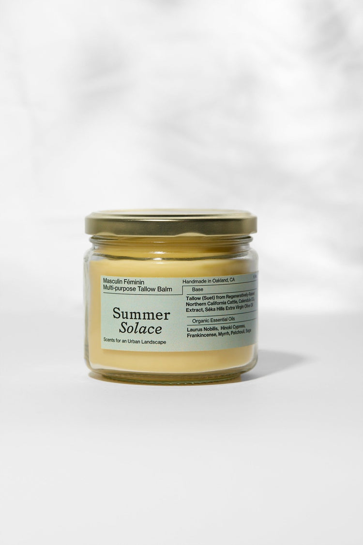 Summer Solace Tallow - Family Size Scented Tallow Balm – 11.5 oz Clear Glass Jar - Tallow Balm