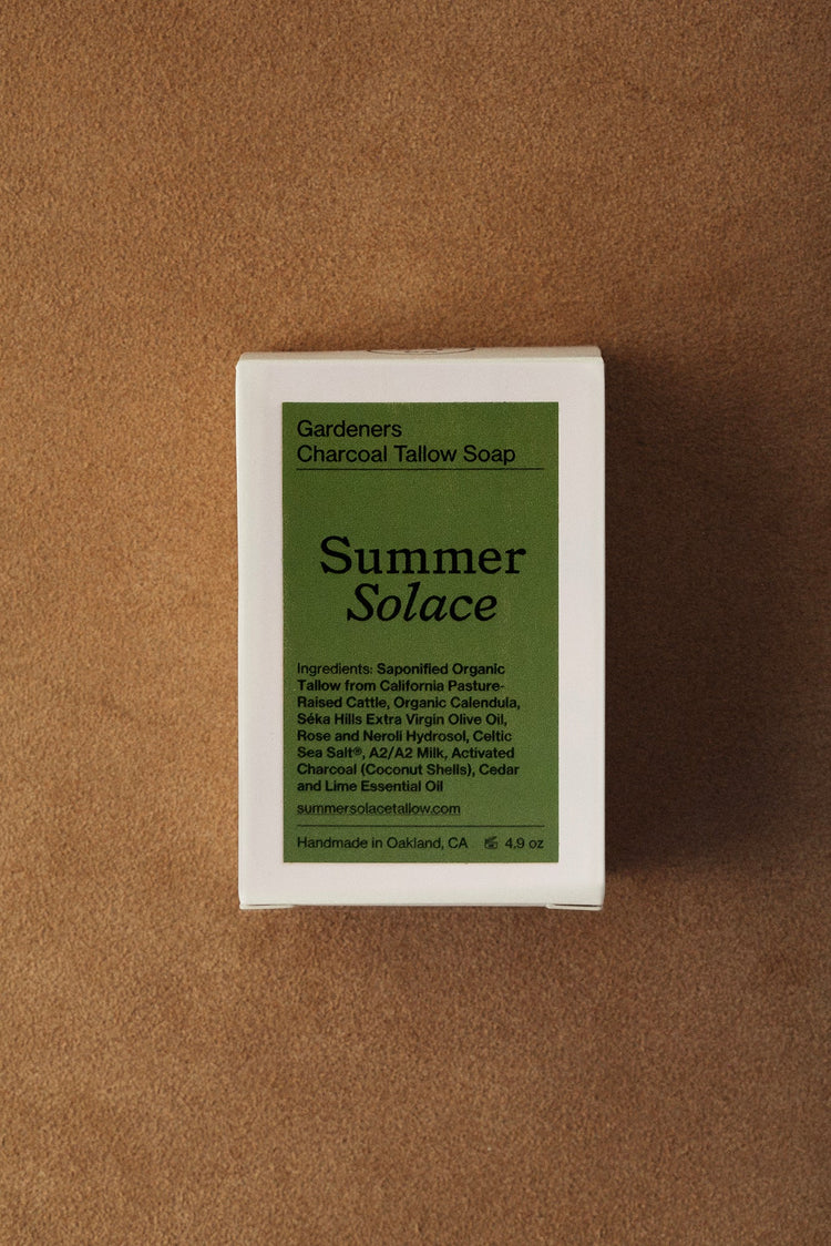 Summer Solace Tallow - Gardeners Activated Charcoal Bar Soap - Regenerative Tallow® - Tallow Soap