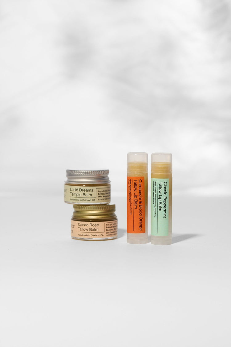 Summer Solace Tallow - Lip & Temple Balm Set – Compact, Nourishing, Travel - Ready - Gift Sets