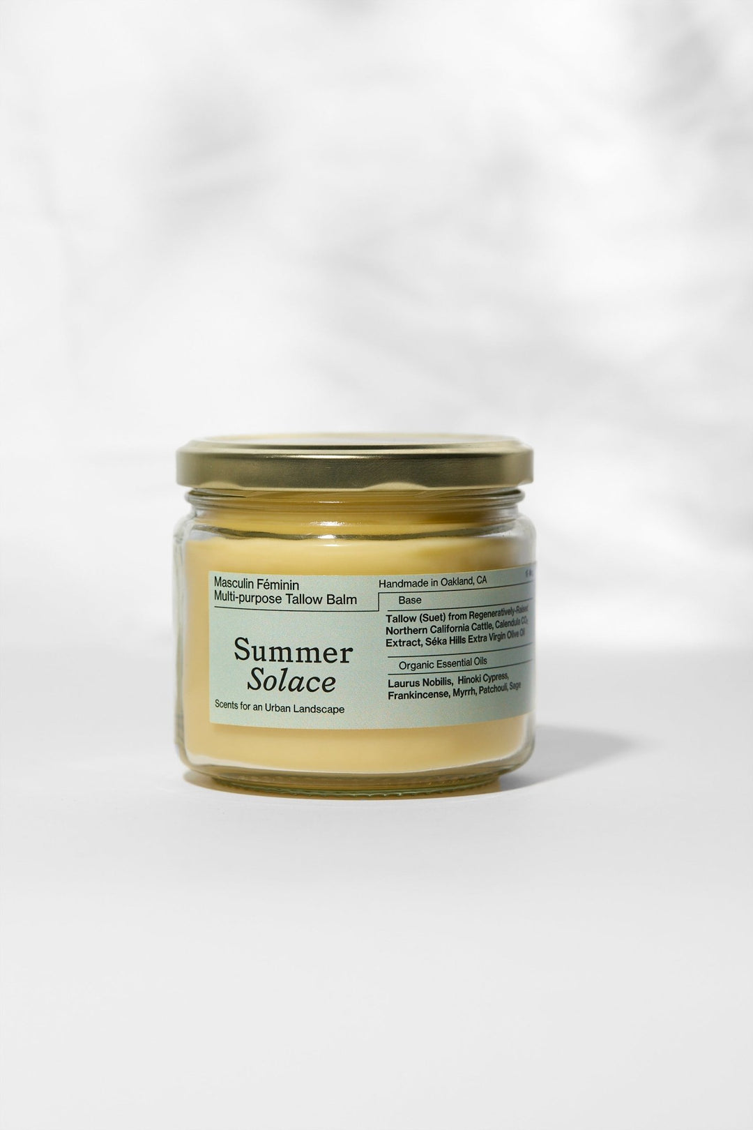 Summer Solace Tallow - Masculin Féminin Tallow Balm – Frankincense, Patchouli & Hinoki Wood - Tallow Balm