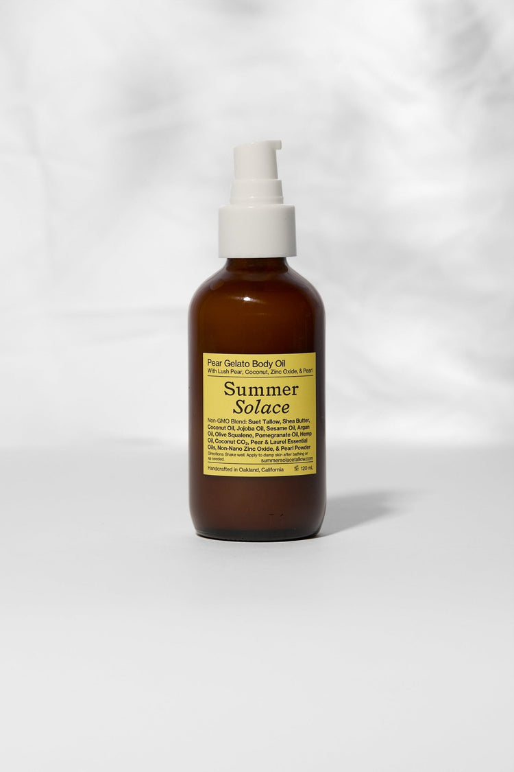Summer Solace Tallow - Pear Gelato Body Oil – Zinc and Pearl Extract (Limited Edition) - Face and Hair Oil