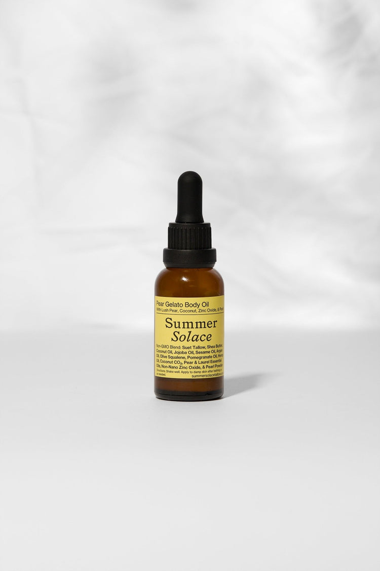 Summer Solace Tallow - Pear Gelato Body Oil – Zinc and Pearl Extract (Limited Edition) - Face and Hair Oil