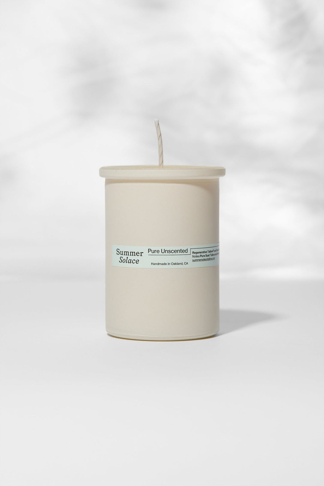 Summer Solace Tallow - Pure Unscented Tallow Candle – Regenerative Suet & Beeswax | 6 oz - Tallow Candle