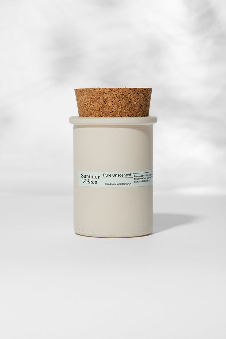 Summer Solace Tallow - Pure Unscented Tallow Candle – Regenerative Suet & Beeswax | 6 oz - Tallow Candle