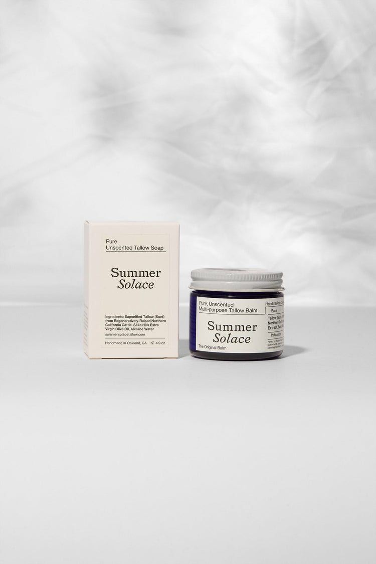 Summer Solace Tallow - Pure Unscented Tallow – Slow Body Care® Set - Tallow Balm