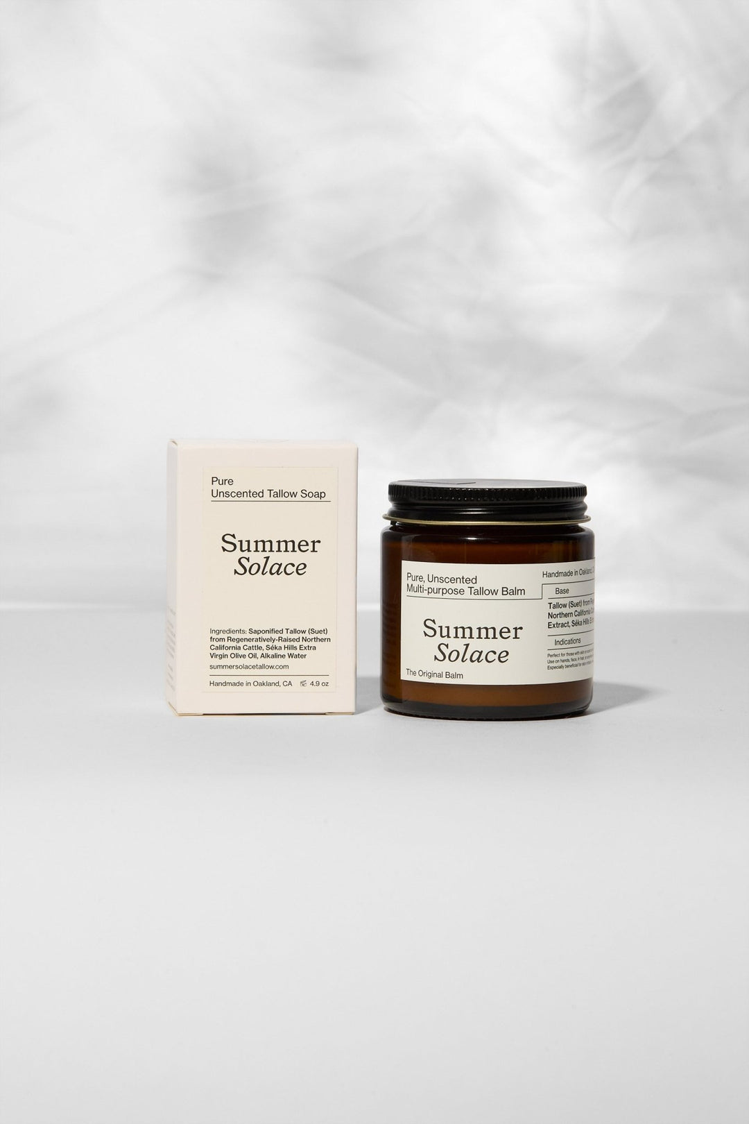 Summer Solace Tallow - Pure Unscented Tallow – Slow Body Care® Set - Tallow Balm