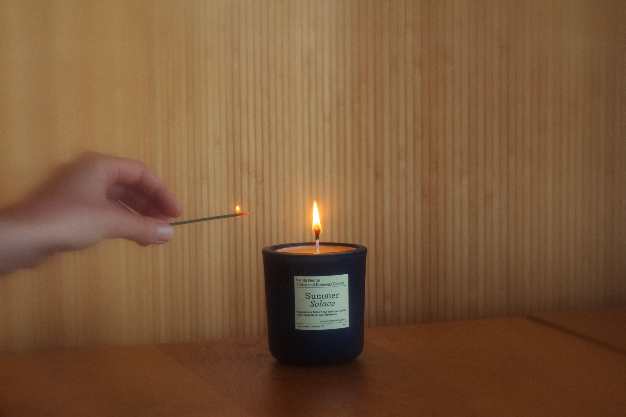 Summer Solace Tallow - Vanilla Nectar – Tallow & Beeswax Candle with Peru Balsam | 8.5 oz - Tallow Candle