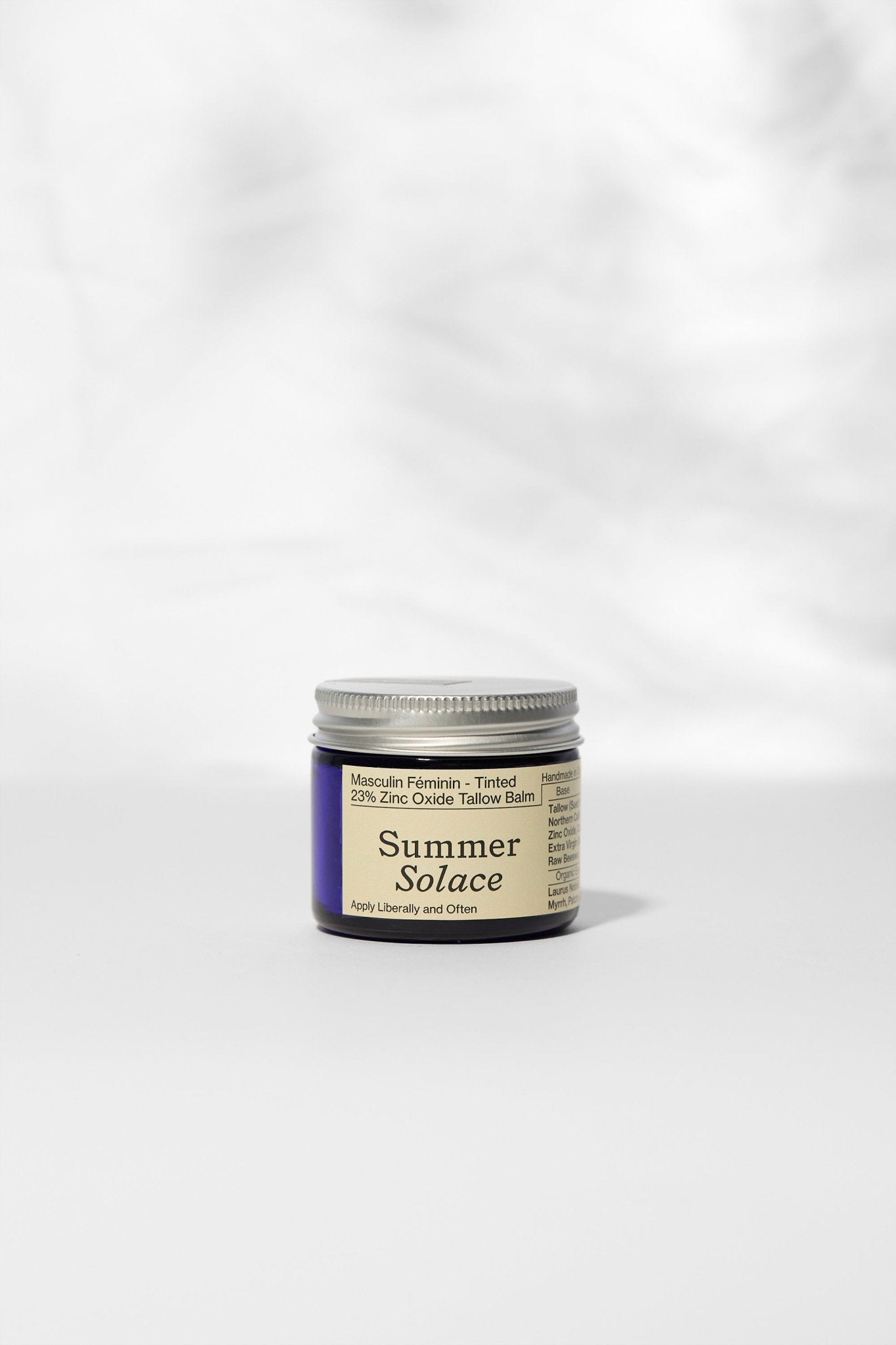 Summer Solace Tallow - 23% Non - Nano Zinc Tinted Tallow Balm | Scented - SPF