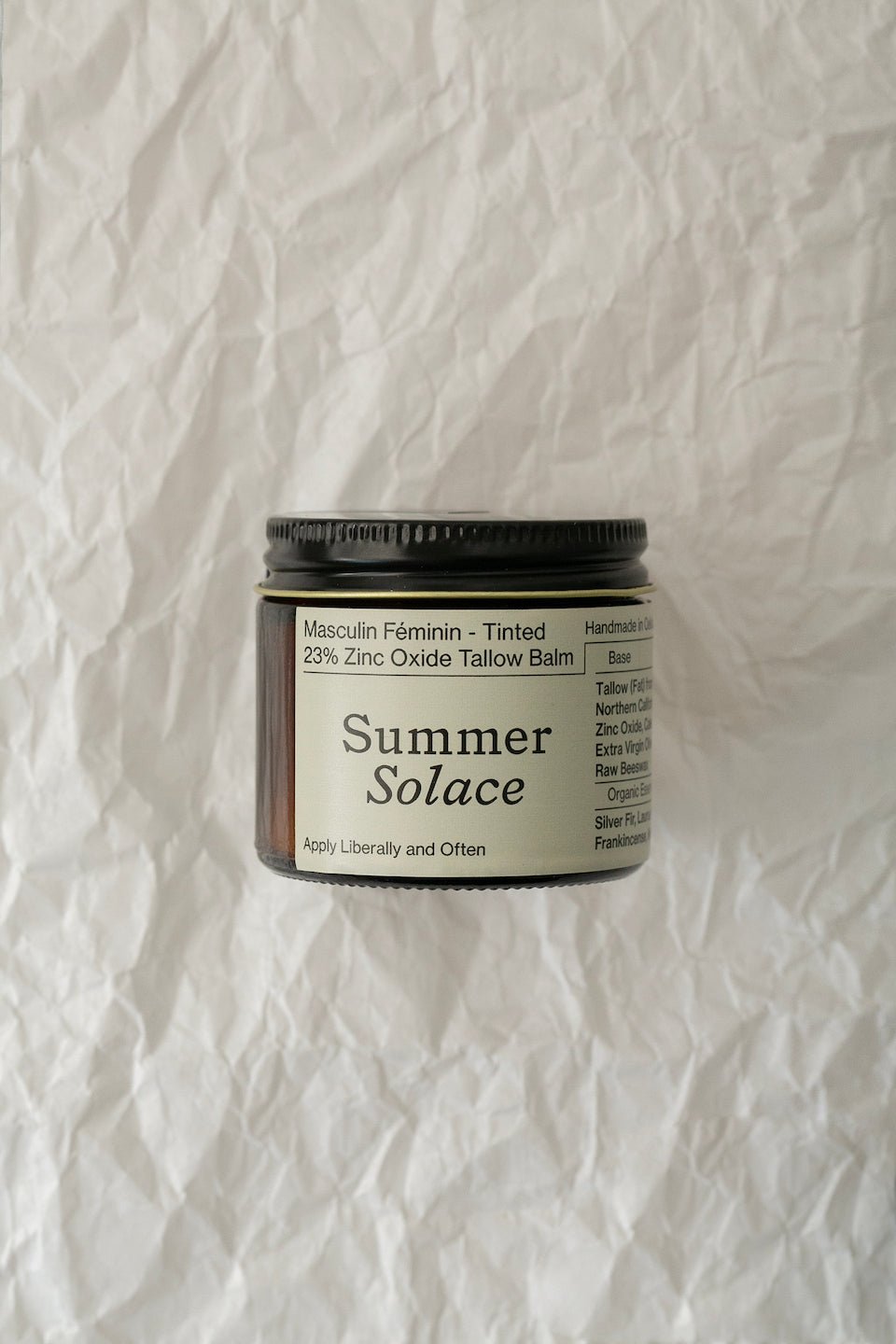 Summer Solace Tallow - 23% Zinc Oxide Tallow Balm - Tinted (60mL) - SPF