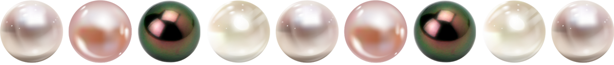 Set of pearls in various colors on a white background