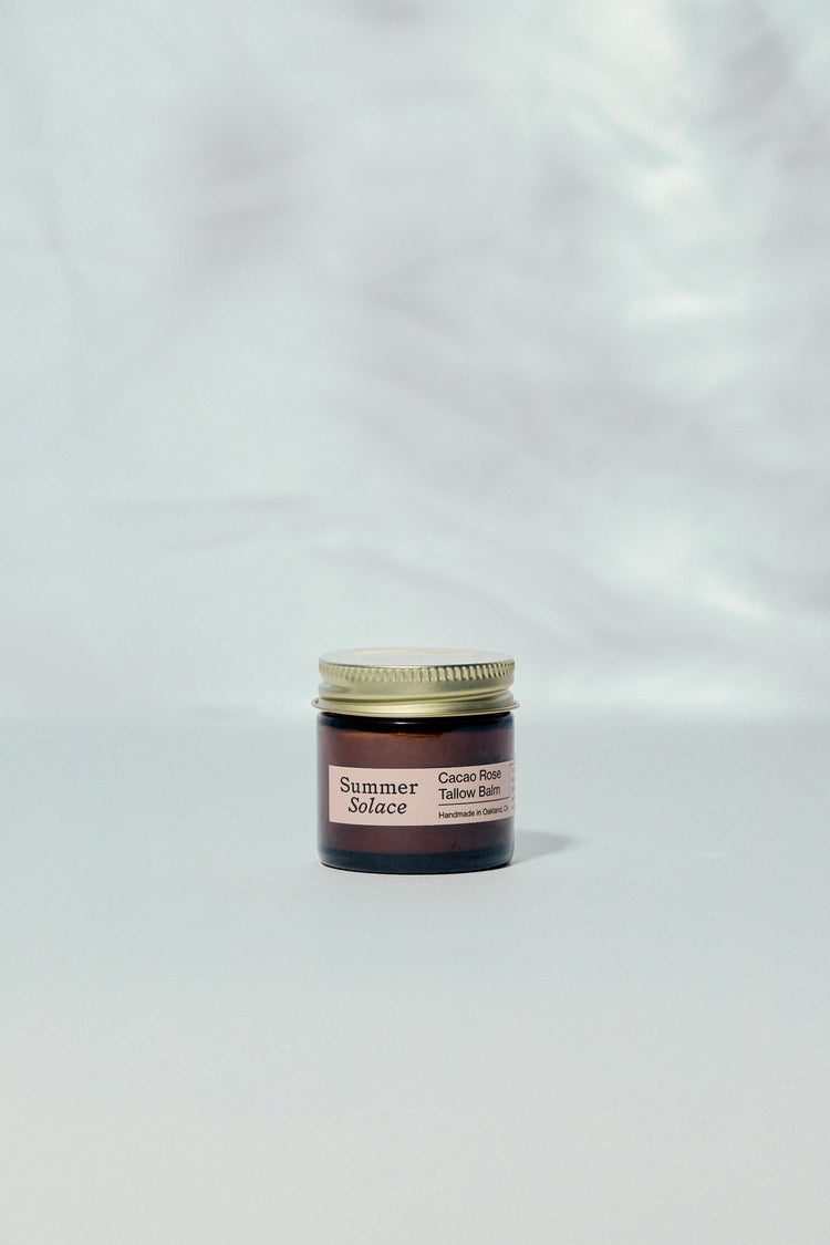 Summer Solace Tallow - Cacao Rose – Lip, Brow & Cuticle Balm | Floral Infusion with Jasmine & Geranium - Tallow Balm