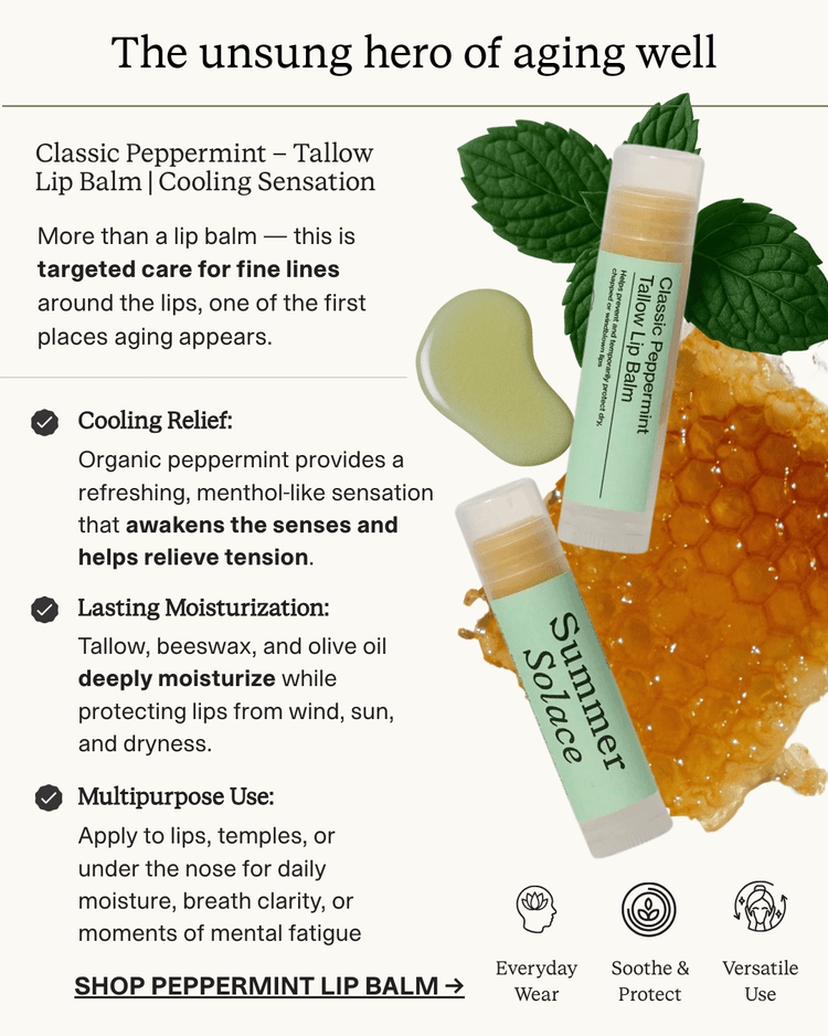 Summer Solace Tallow - Classic Peppermint – Tallow Lip Balm | Cooling Sensation - Tallow Balm