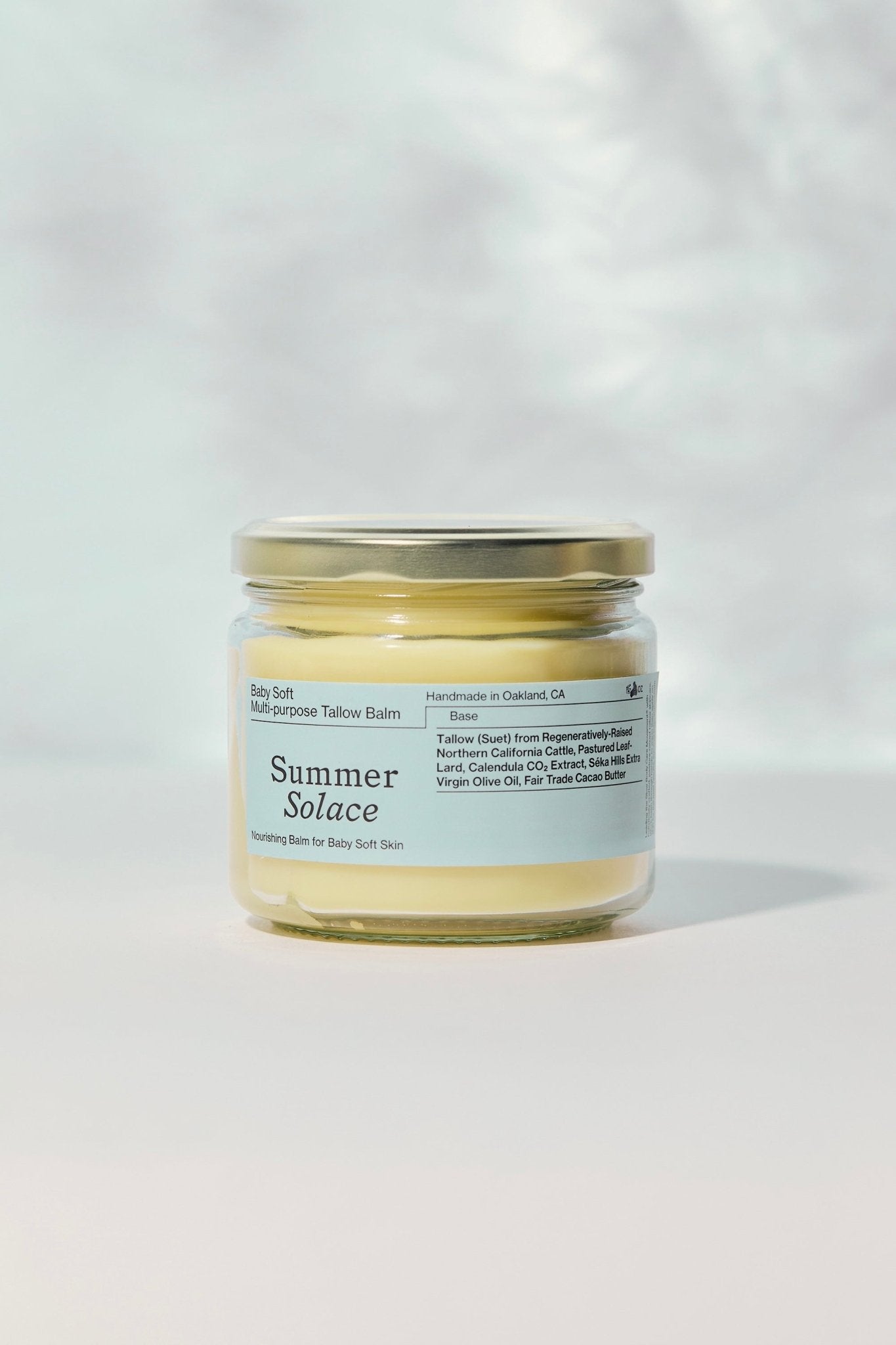 Summer Solace Tallow - Family Size Scented Tallow Balm – 11.5 oz Clear Glass Jar - Tallow Balm
