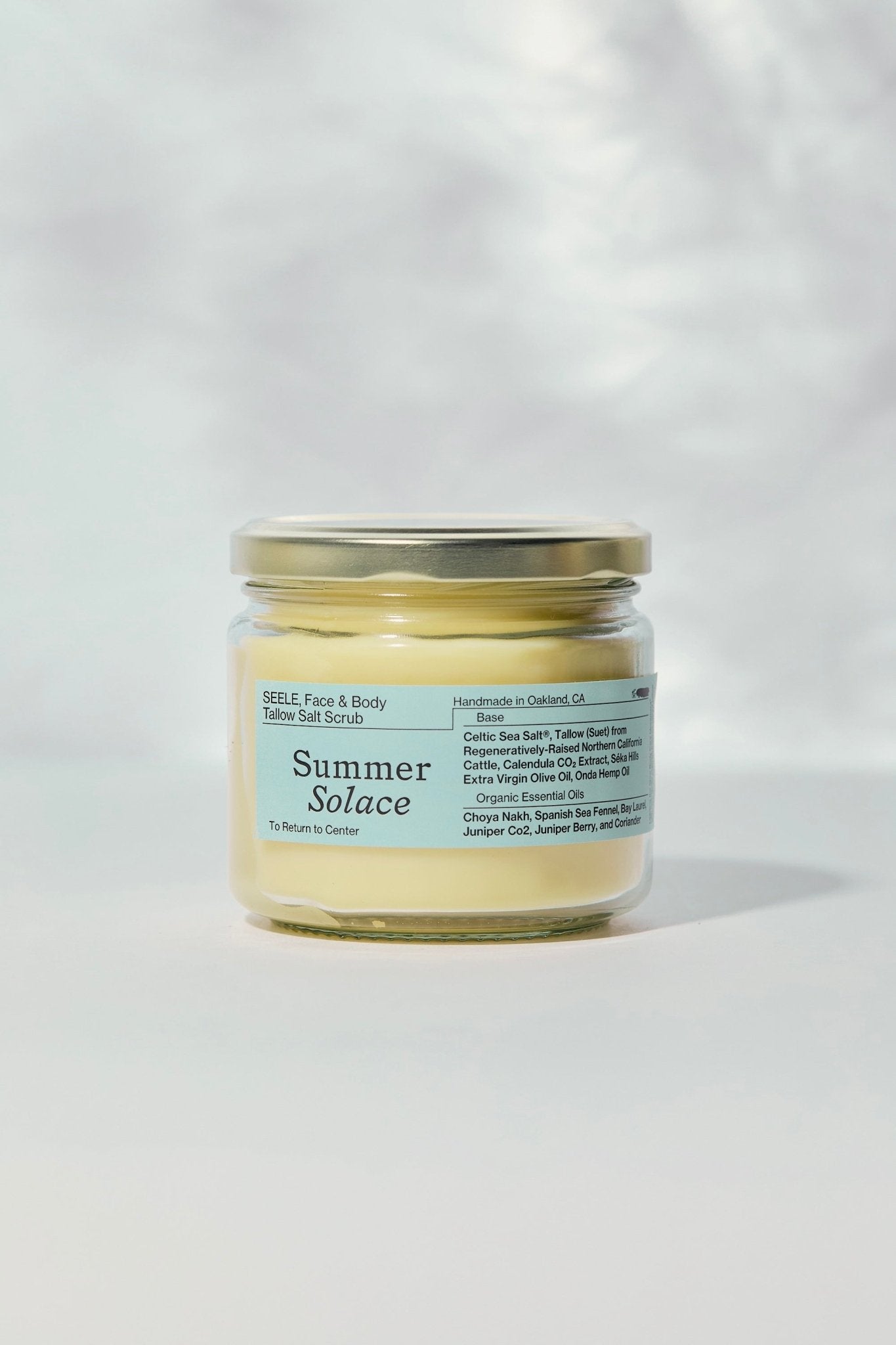 Summer Solace Tallow - Family Size Scented Tallow Balm – 11.5 oz Clear Glass Jar - Tallow Balm