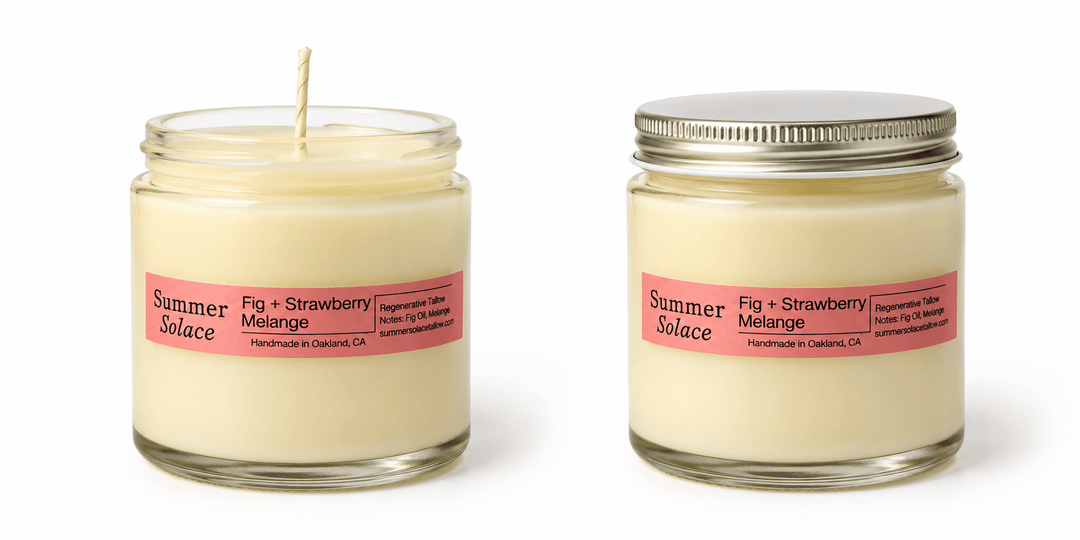 Summer Solace Tallow - Fig & Strawberry Mélange – Tallow Travel Candle | 4 oz - Tallow Candle