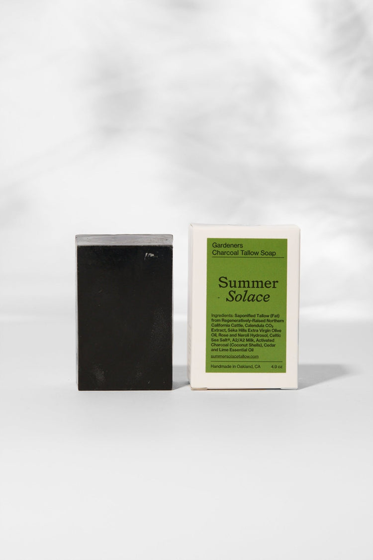 Summer Solace Tallow - Gardener’s Charcoal Soap – Deep Cleansing Bar | Cedar & Lime - Tallow Soap