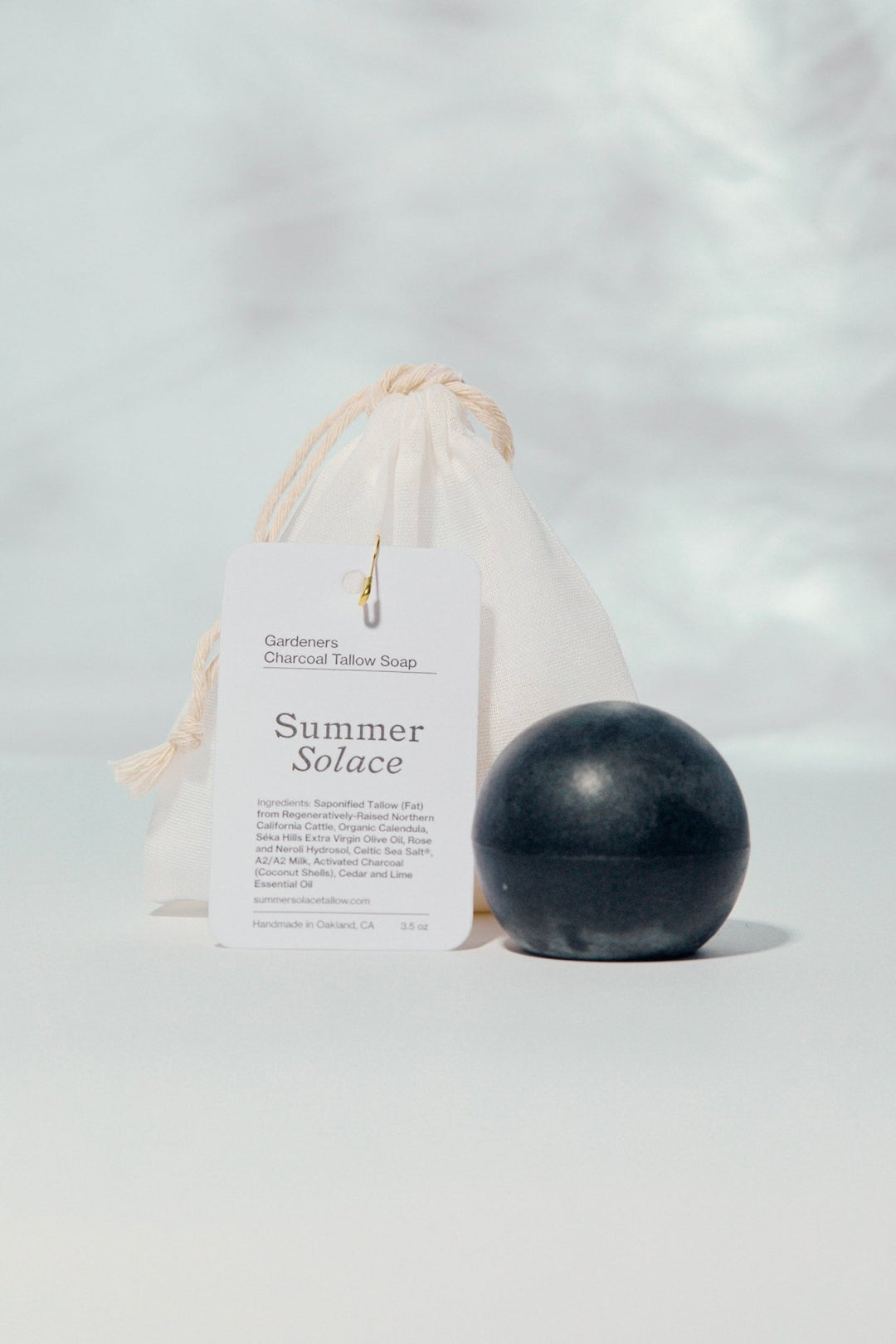 Summer Solace Tallow - Gardener’s Sphere Soap – Activated Charcoal with Cedar & Lime - Tallow Soap