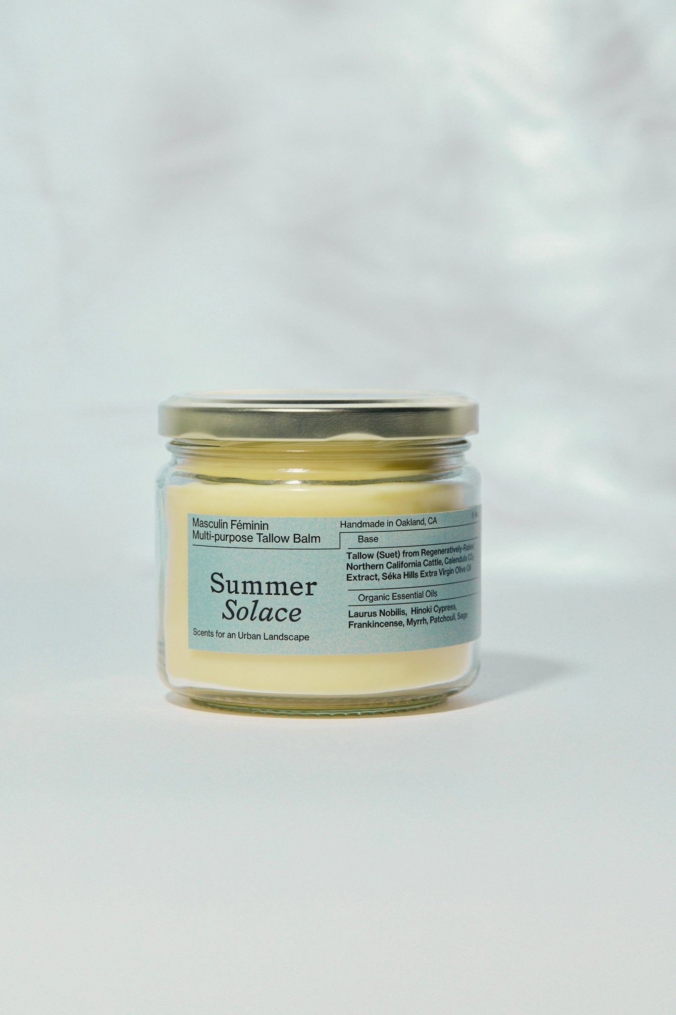 Summer Solace Tallow - Masculin Féminin Tallow Balm – Frankincense, Patchouli & Hinoki Wood - Tallow Balm