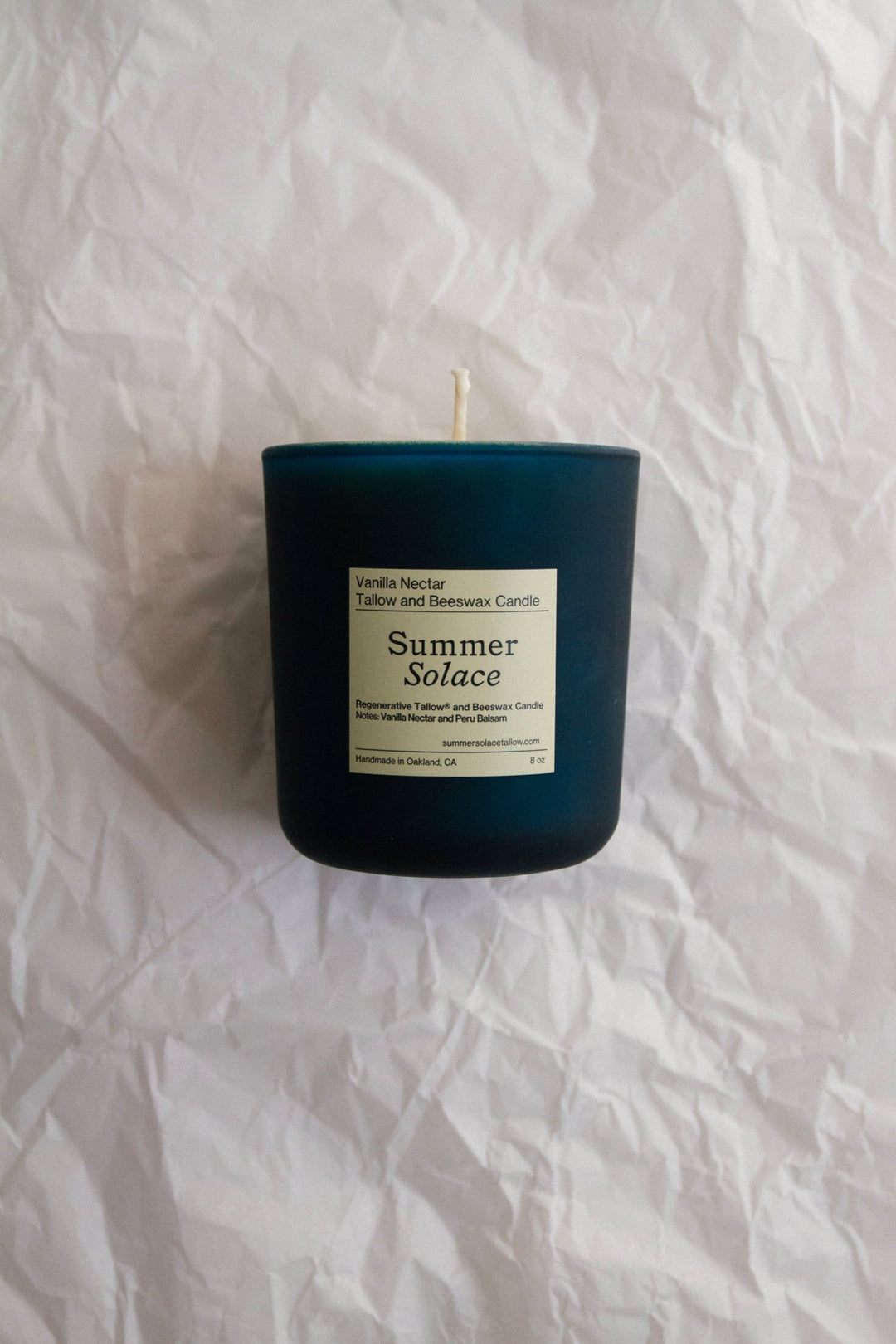 Summer Solace Tallow - NEW! Vanilla Nectar + Peru Balsam Tallow and Beeswax Candle 8 oz. - Candle
