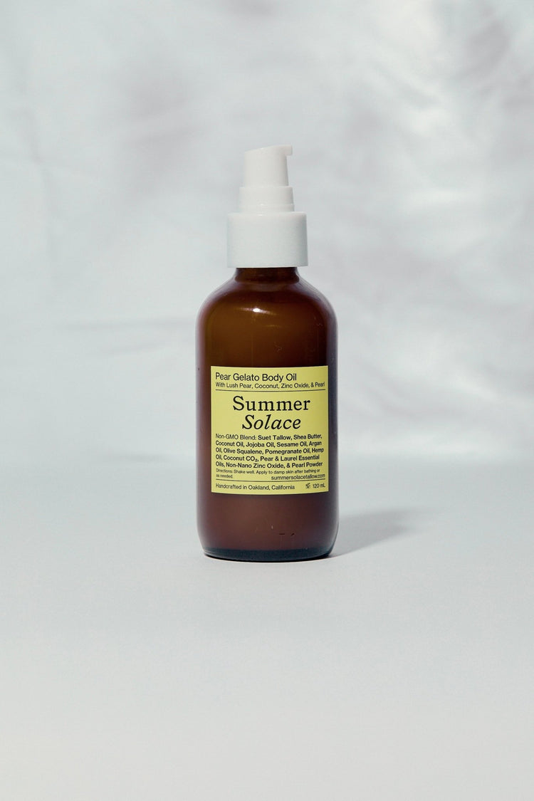 Summer Solace Tallow - Pear Gelato Body Oil – Zinc and Pearl Extract (Limited Edition) - Face and Hair Oil