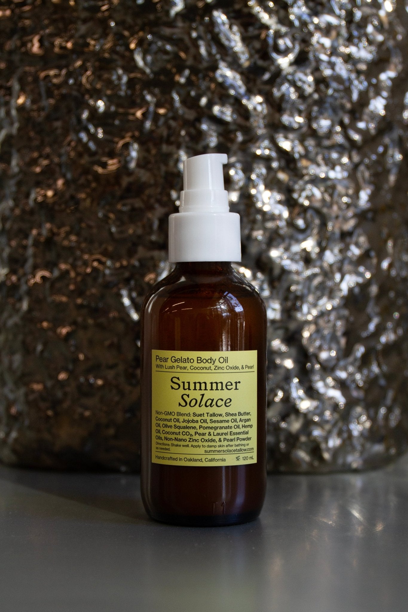 Summer Solace Tallow - Pear Gelato Body Oil – Zinc and Pearl Extract - Updated Formula 2026 - Face and Hair Oil