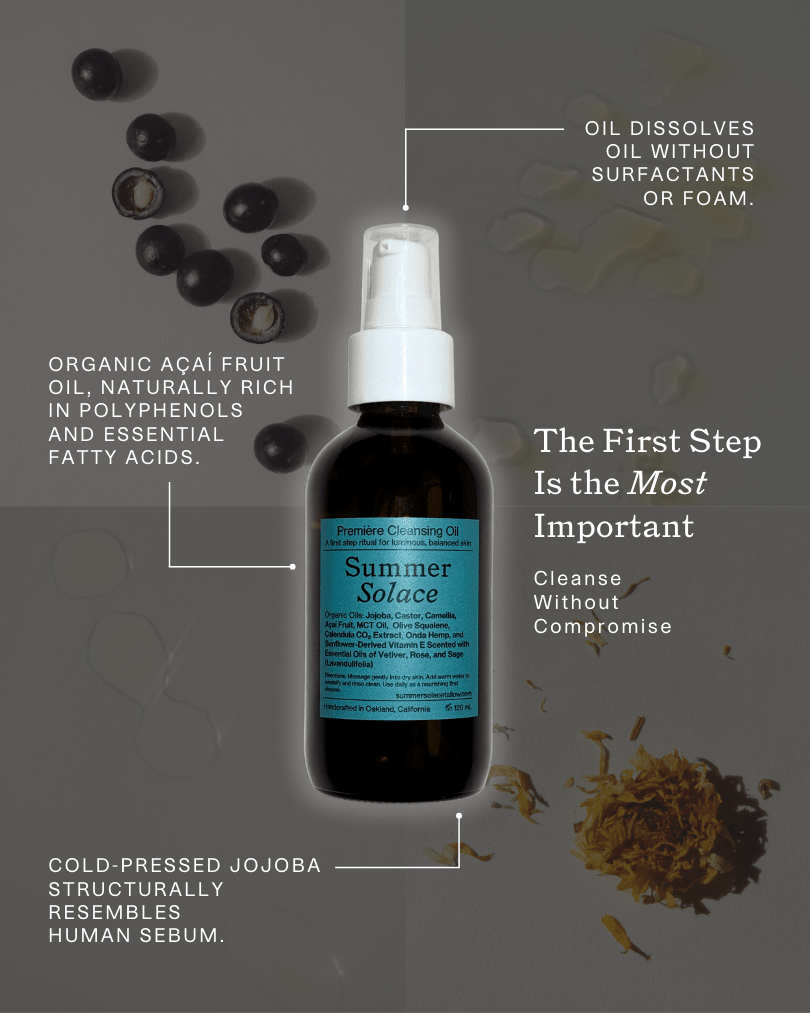Summer Solace Tallow - Première Cleansing Oil – For All Skin Types - Oil Cleanser for Makeup, Sunscreen & Daily Buildup