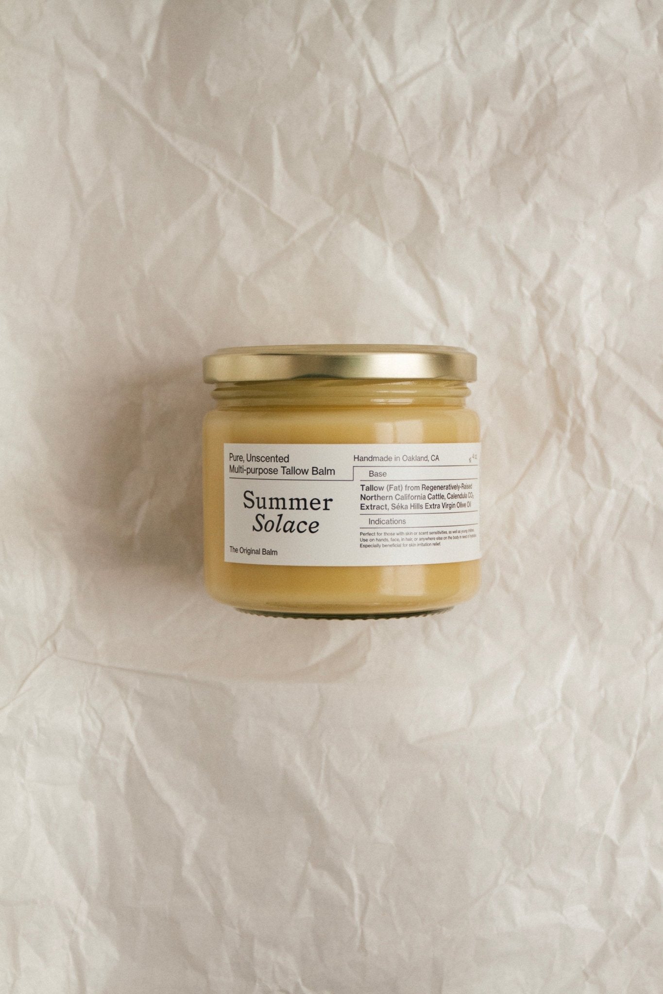 Summer Solace Tallow - Pure Unscented Balm - Regenerative Tallow® - Tallow Balm