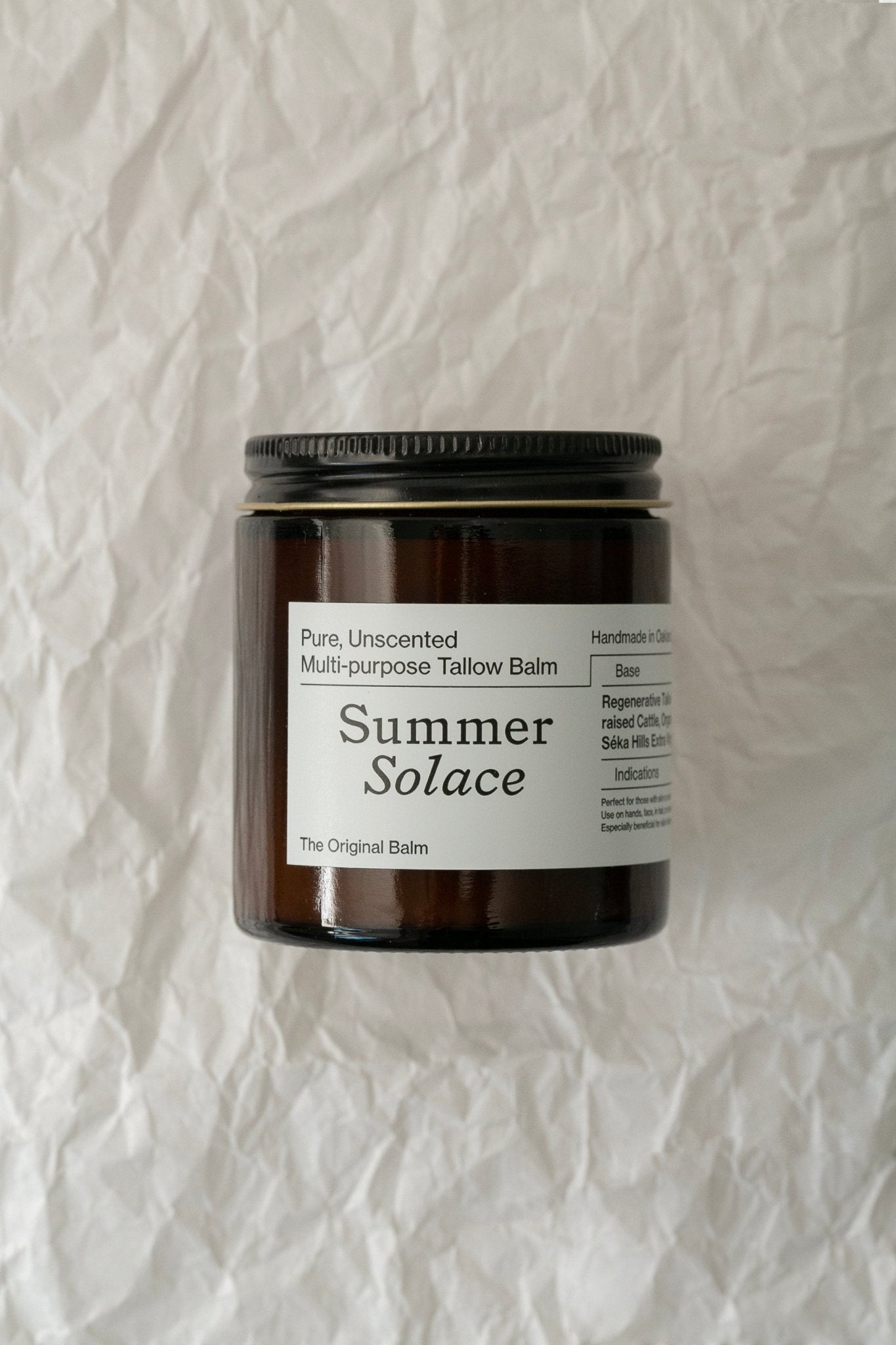 Summer Solace Tallow - Pure Unscented Balm - Regenerative Tallow® - Tallow Balm