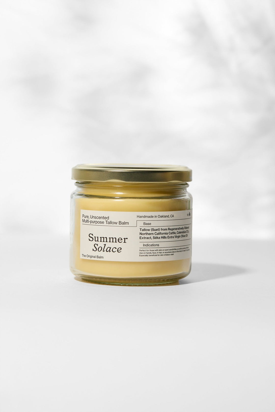 Summer Solace Tallow - Pure Unscented – Family Size Tallow Balm | 11.5 oz Bulk in Clear Glass - Tallow Balm