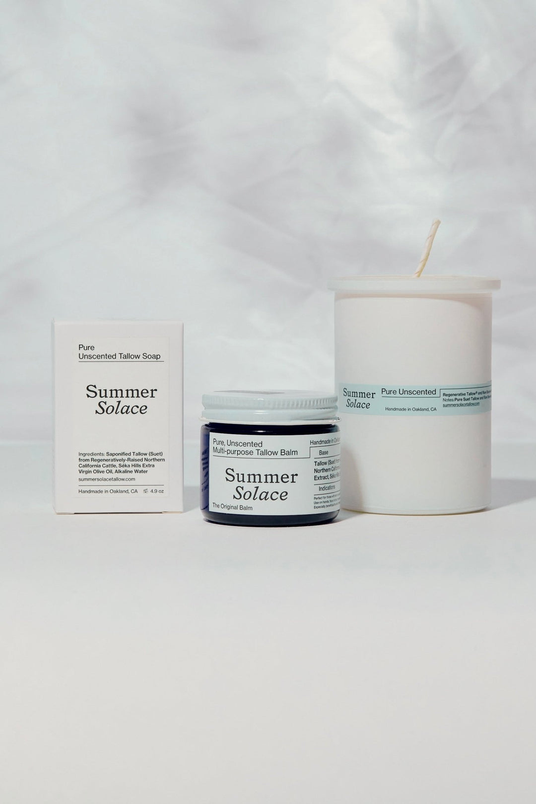 Summer Solace Tallow - Pure Unscented – Slow Body Care® Collection with Regenerative Tallow® - Gift Sets