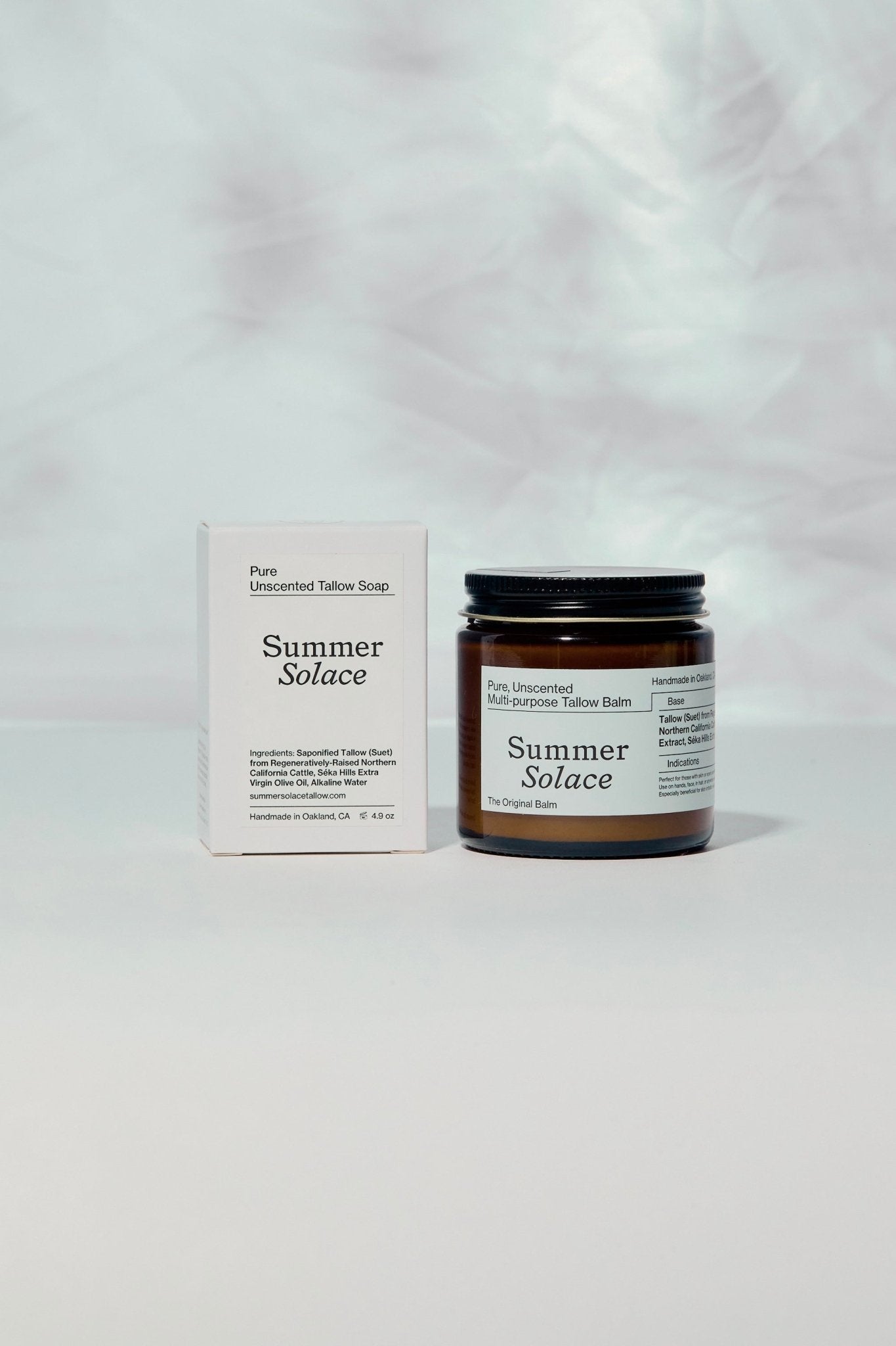 Summer Solace Tallow - Pure Unscented – Slow Body Care® Set with Regenerative Tallow® - Tallow Balm