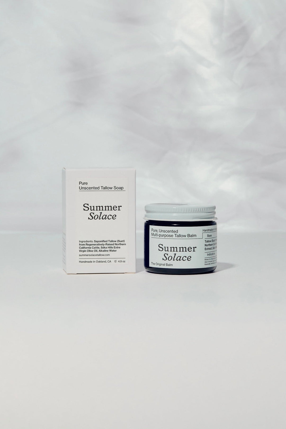 Summer Solace Tallow - Pure Unscented – Slow Body Care® Set with Regenerative Tallow® - Tallow Balm