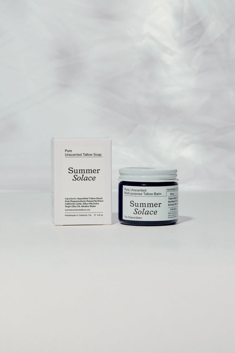 Summer Solace Tallow - Pure Unscented – Slow Body Care® Set with Regenerative Tallow® - Tallow Balm