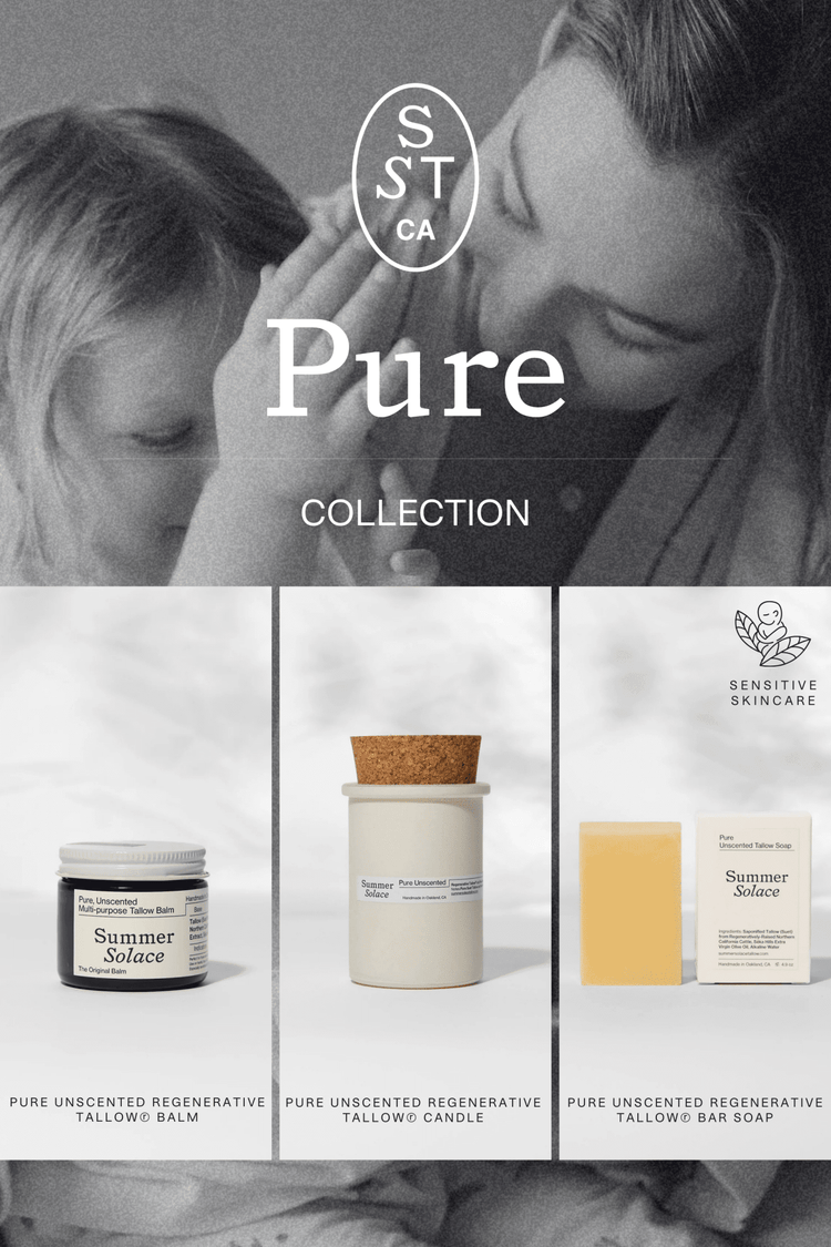 Summer Solace Tallow - Pure Unscented Tallow Collection | Regenerative Skincare & Candle Set - Gift Sets