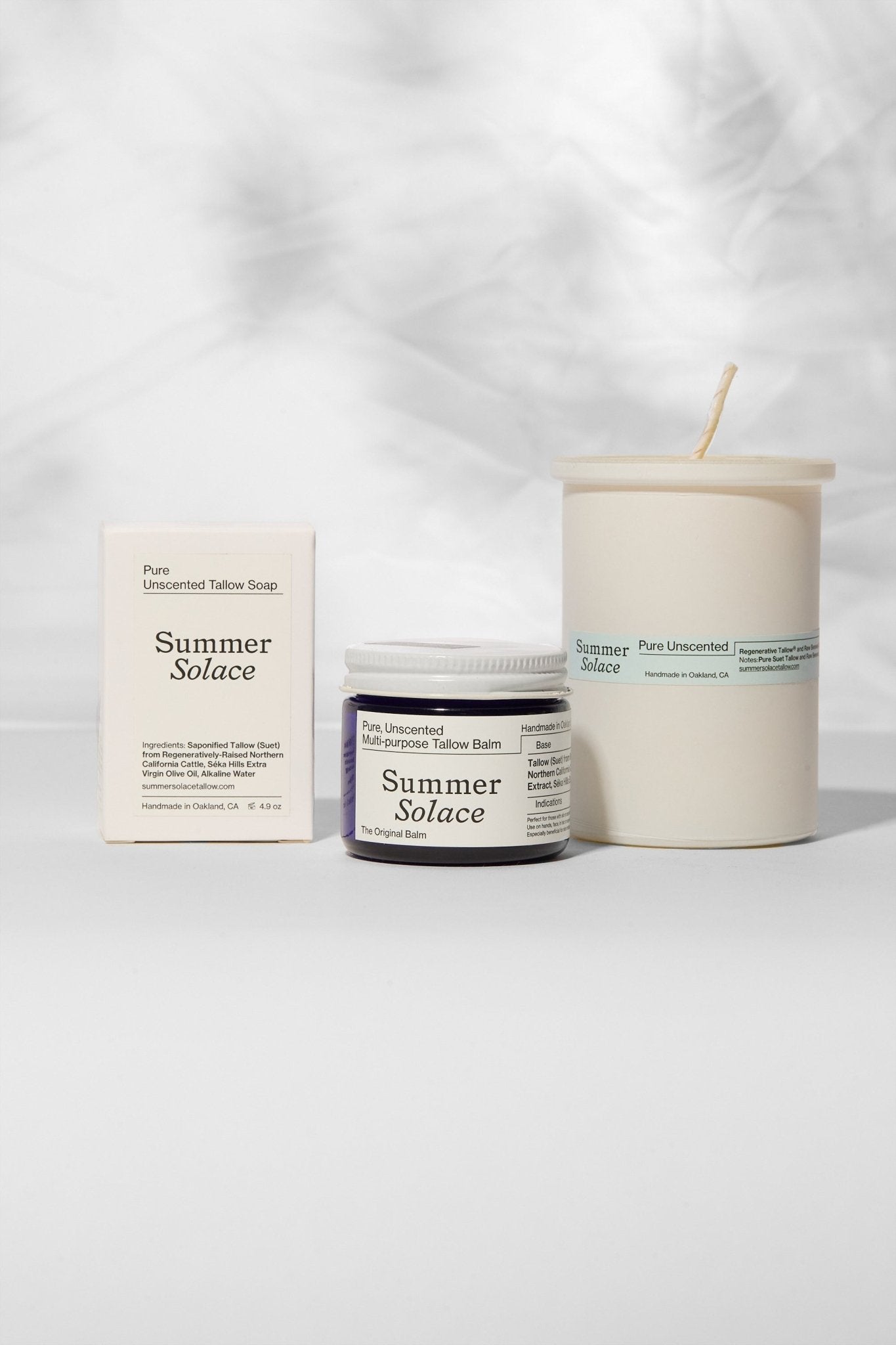 Summer Solace Tallow - Pure Unscented Tallow – Slow Body Care® Collection - Gift Sets