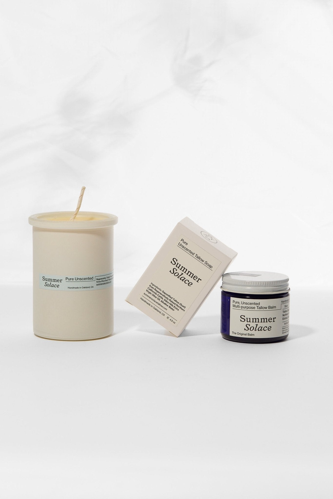 Summer Solace Tallow - Pure Unscented Tallow – Slow Body Care® Collection - Gift Sets