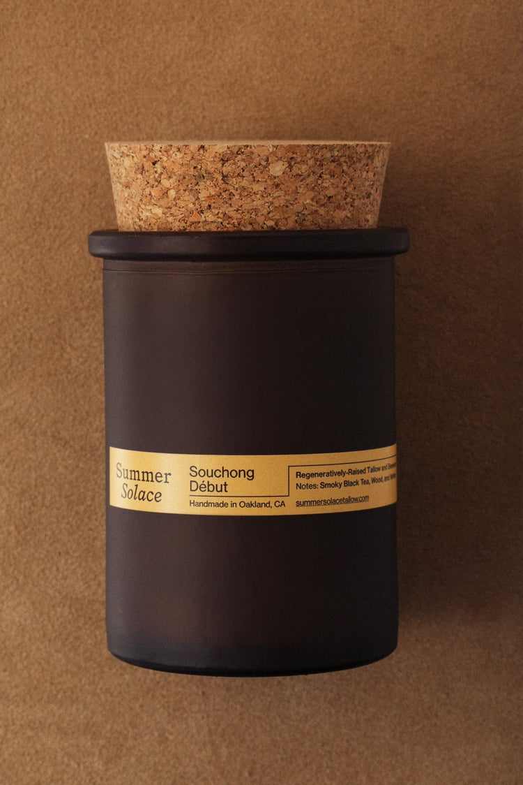 Summer Solace Tallow - Souchong Debut (Black Tea and Vetiver) Candle 6 oz - Regenerative Tallow® - Tallow Candle
