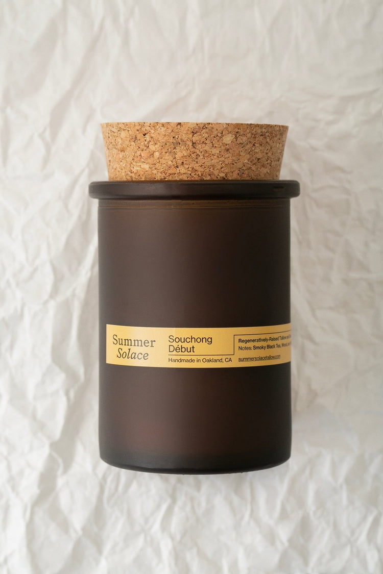 Summer Solace Tallow - Souchong Debut (Black Tea and Vetiver) Candle - Regenerative Tallow® and Beeswax - Tallow Candle