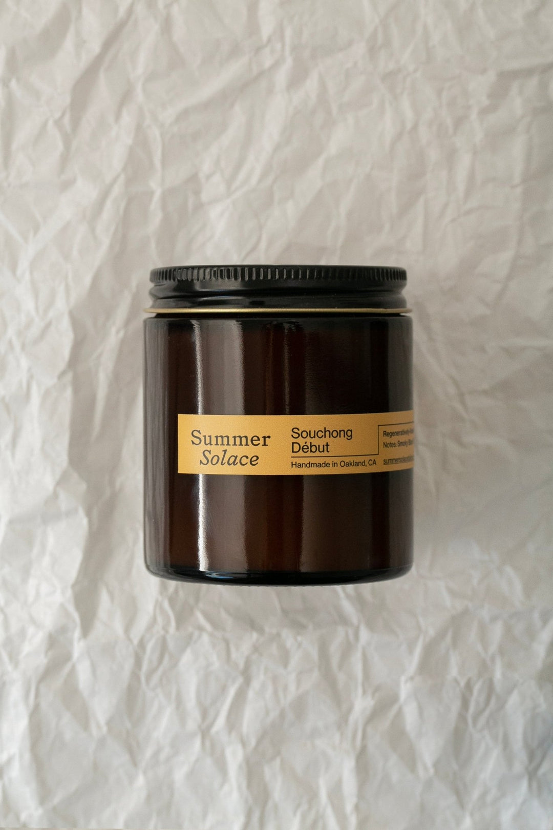 Summer Solace Tallow - Souchong Debut (Black Tea and Vetiver) Candle - Travel Size - Tallow Candle