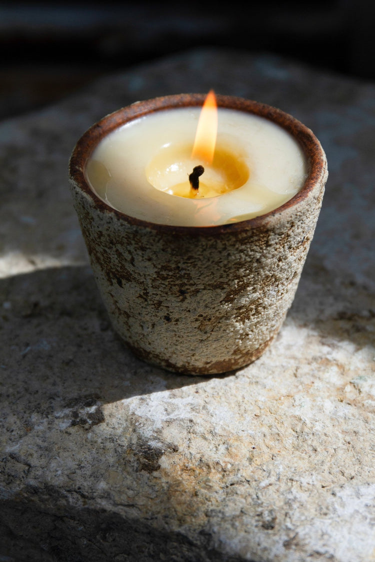 Summer Solace Tallow - Souchong Debut Earthen Tallow Candle – Smoke-Brushed Terracotta Vessel 4 oz - Tallow Candle