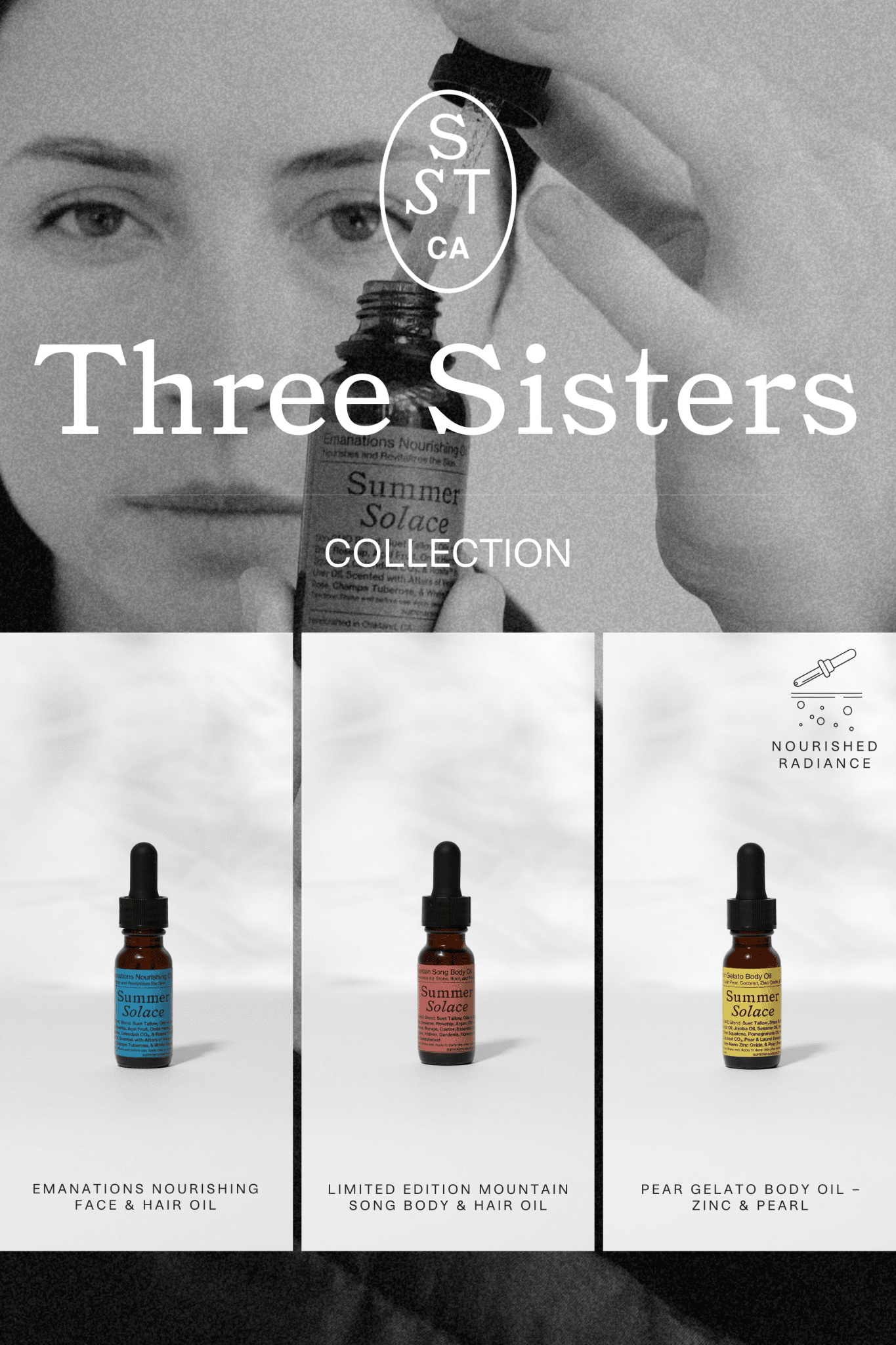 Summer Solace Tallow - Three Sisters: Luxury Tallow Oil Trio – Face, Body & Hair Oils - Face and Hair Oil