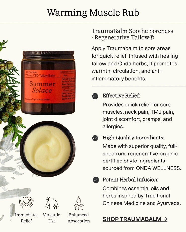 Summer Solace Tallow - TraumaBalm Set – Warming Muscle Rub | Capsicum & Thai Ginger - Tallow Balm