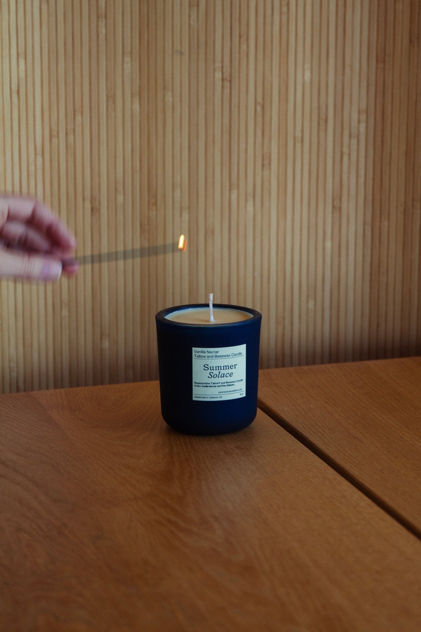 Summer Solace Tallow - Vanilla Nectar – Tallow & Beeswax Candle with Peru Balsam | 8.5 oz - Tallow Candle