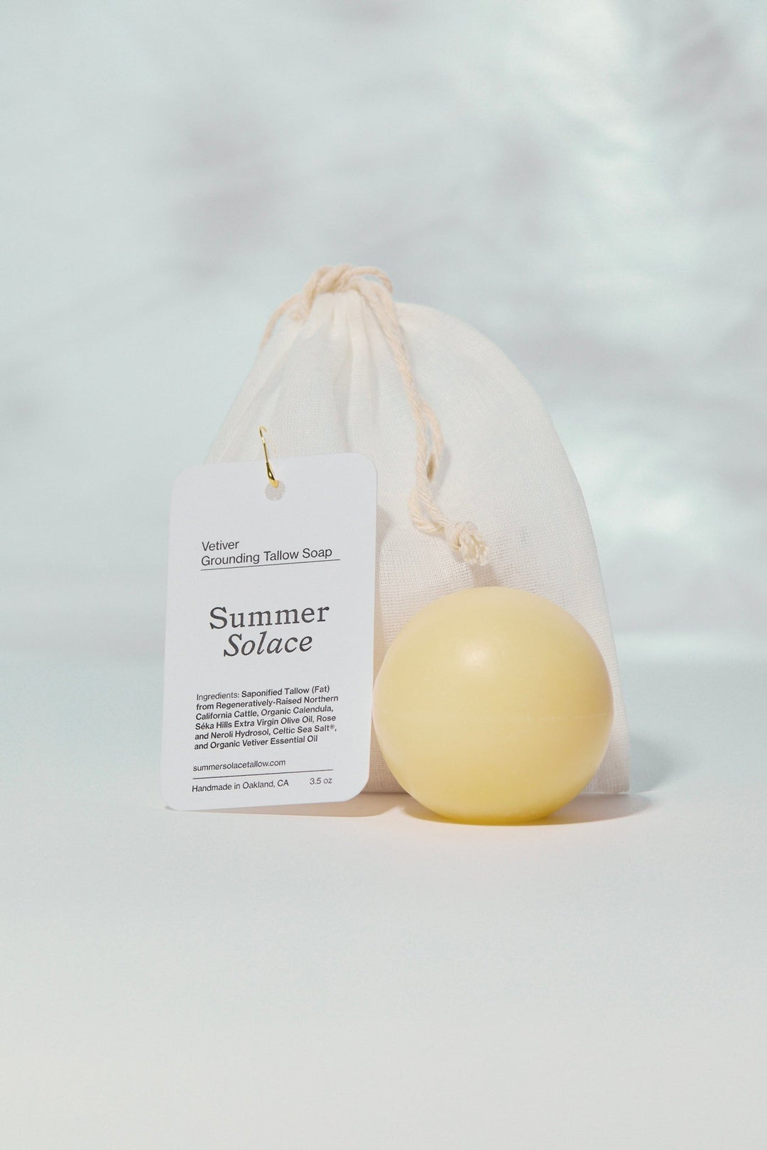 Summer Solace Tallow - Vetiver Sphere Soap – Grounding & Earthy Aromatic Cleanser - Tallow Soap